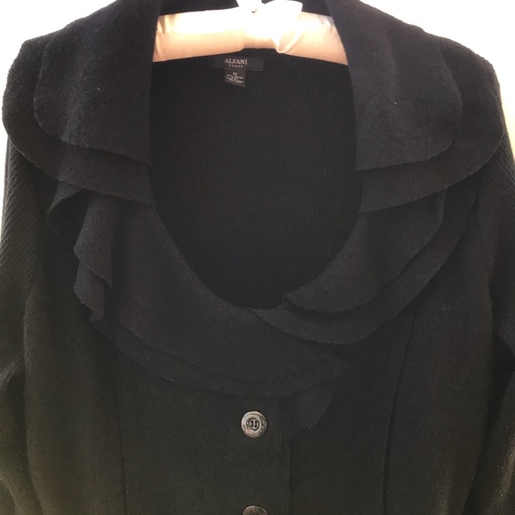 Alfani Sweaters - CHIC Alfani Black Merino Wool Cardigan Sweater 1X